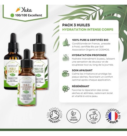 Pack Hydratation Intense pour le Corps - Huiles Végétales Bio Nourrissantes