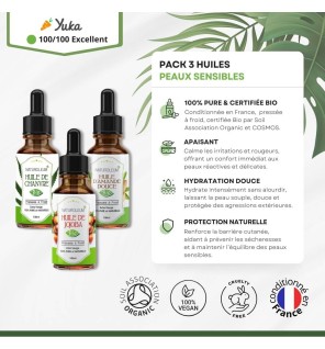 Pack Huiles Peaux Sensibles - Soin Apaisant Bio pour Peaux Réactives