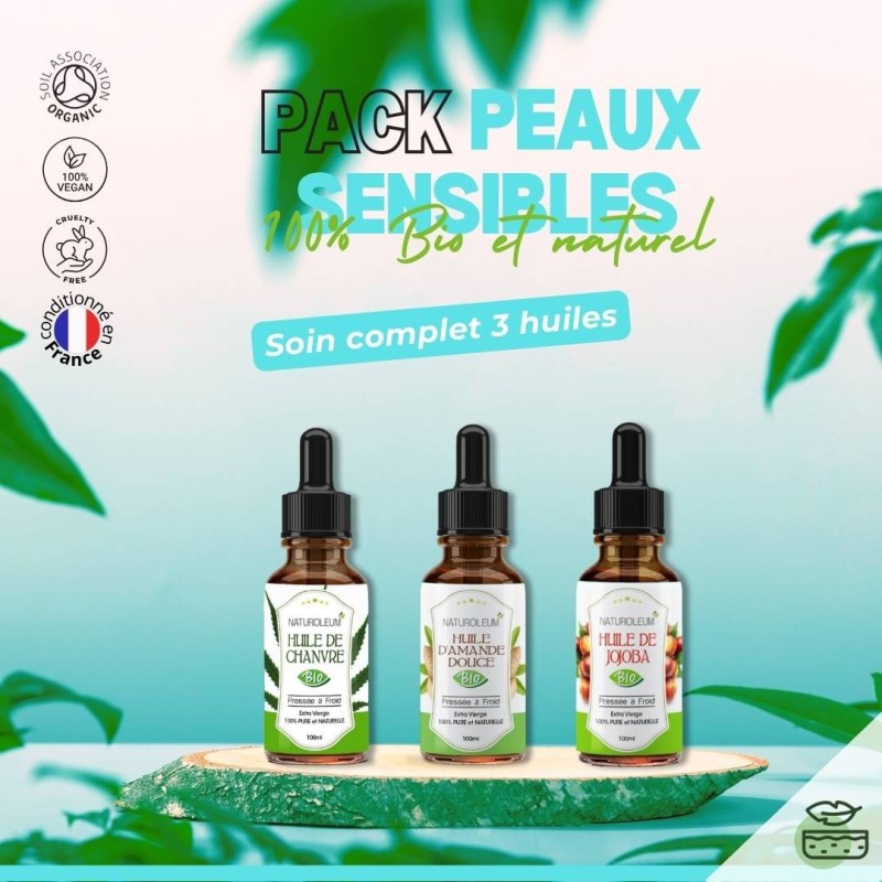 Pack Huiles Peaux Sensibles - Soin Naturel Bio pour Apaiser et Protéger