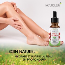 Huile de ricin bio. Hydrate et purifie la peau en profondeur.