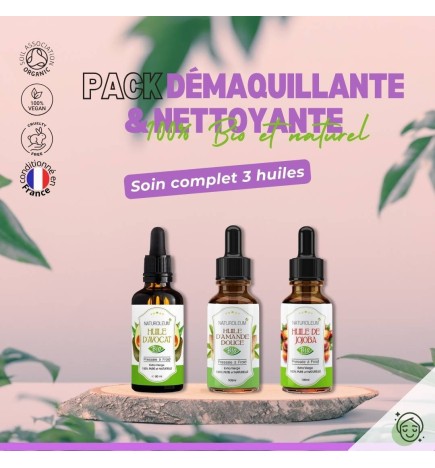 Pack Huiles Démaquillantes et Nettoyantes - Soin Bio Doux et Hydratant pour le Visage