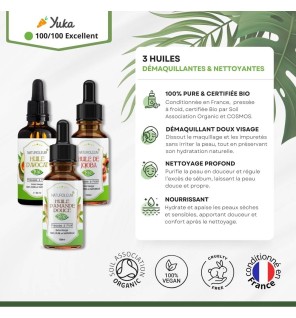 Pack Huiles Démaquillantes et Nettoyantes - Soin Bio Doux et Hydratant pour le Visage