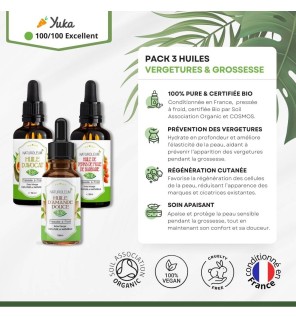 Pack Huiles Spéciales Vergetures et Grossesse - Protection et Régénération 100% Bio