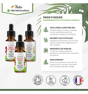 Pack Huiles Nourrissantes pour Cuticules et Ongles - Soin Bio pour Ongles Forts et Cuticules Hydratées