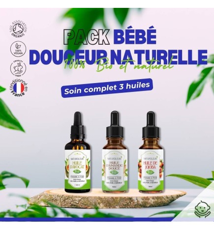 Pack Soins Bébé Douceur Naturelle - Huiles Végétales Bio pour Bébé