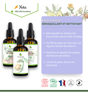 Pack Huiles Démaquillantes et Nettoyantes - Soin Bio Doux et Hydratant pour le Visage