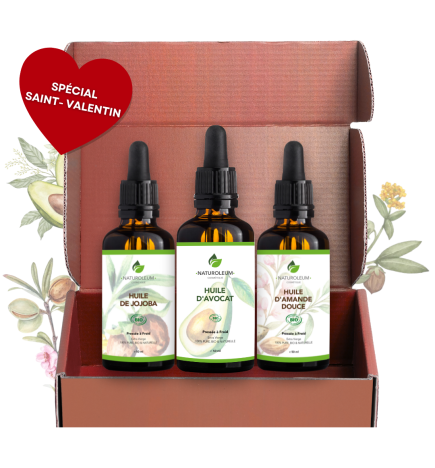 Coffret Massage Saint-Valentin | Huiles Naturelles Avocat, Jojoba & Amande Douce