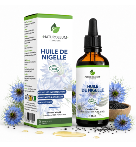 Huile de Nigelle Bio Pure | Huile de Cumin Noir - Soins Cheveux et Peau